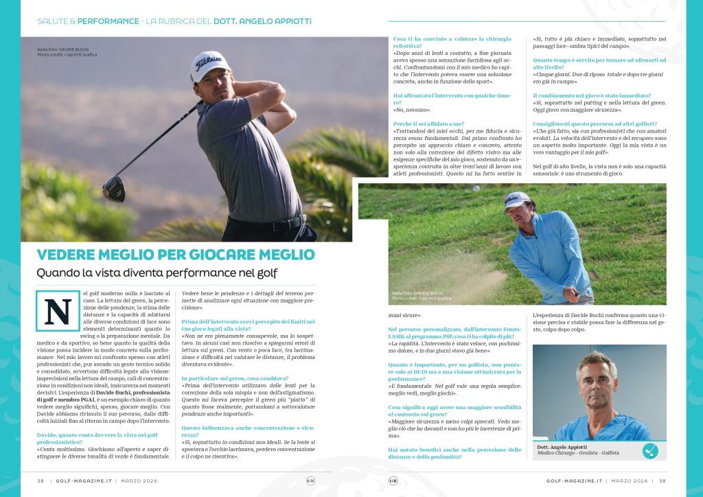 articolo Dr Appiotti Golf magazine numero marzo 2026
